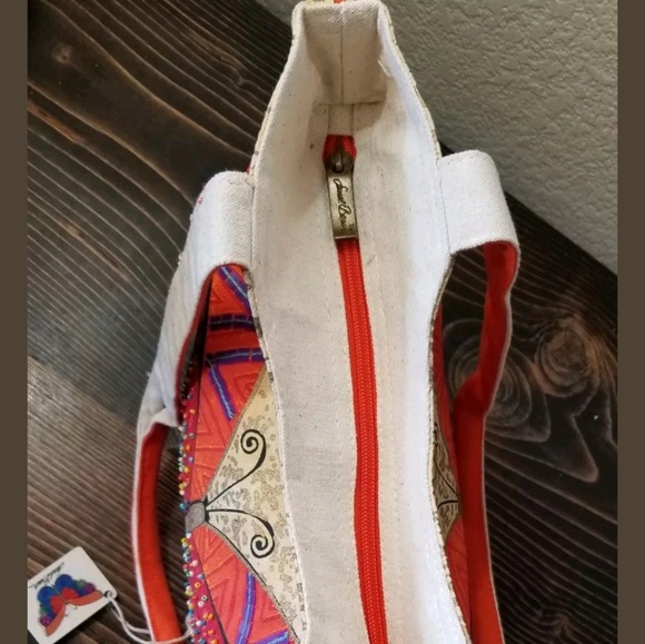 Laurel Burch Canvas Butterfly Purse Tote Handbag - Picture 7 of 8